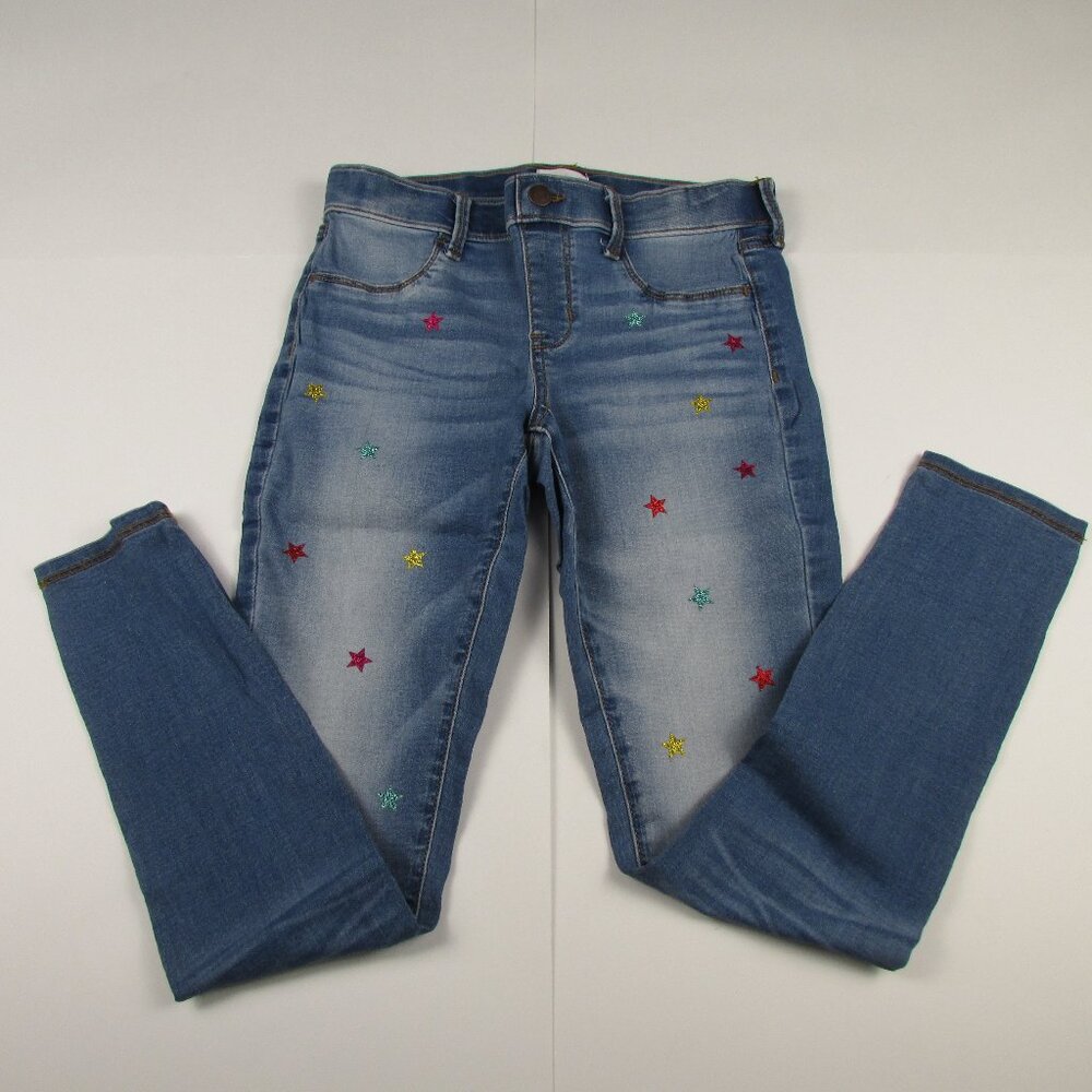 SO Button Waist Jeggings Girls Big Kids Size 14 Blue Jeans Leggings Stars Kohls